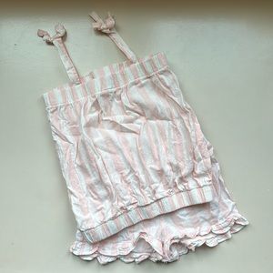 Ruffle short and tank set. Pink and white stripe. 4t
